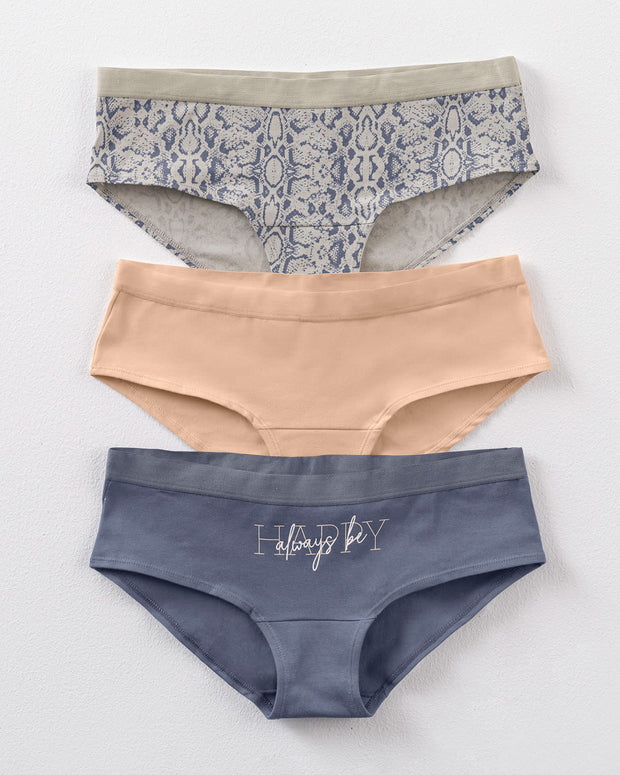Paquete x 3 panties estilo hipster en algodón#color_s45-gris-medio-azul-habano