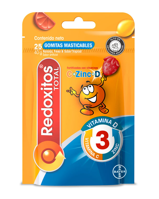 Redoxitos® Total Vitaminas C + D + Zinc Bolsa x 25 gomas