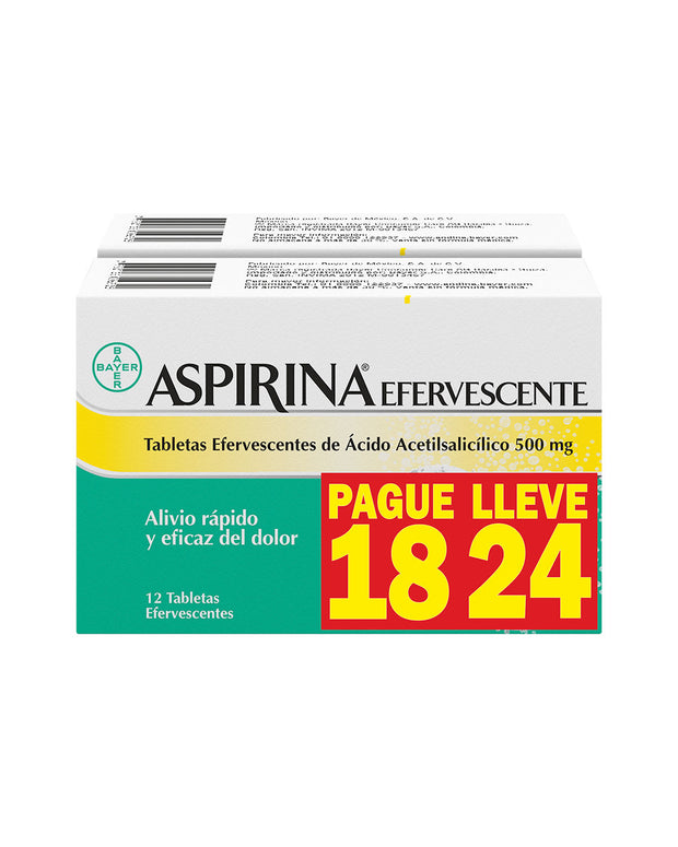 Aspirina® efervescente pague 18 lleve 24 tab