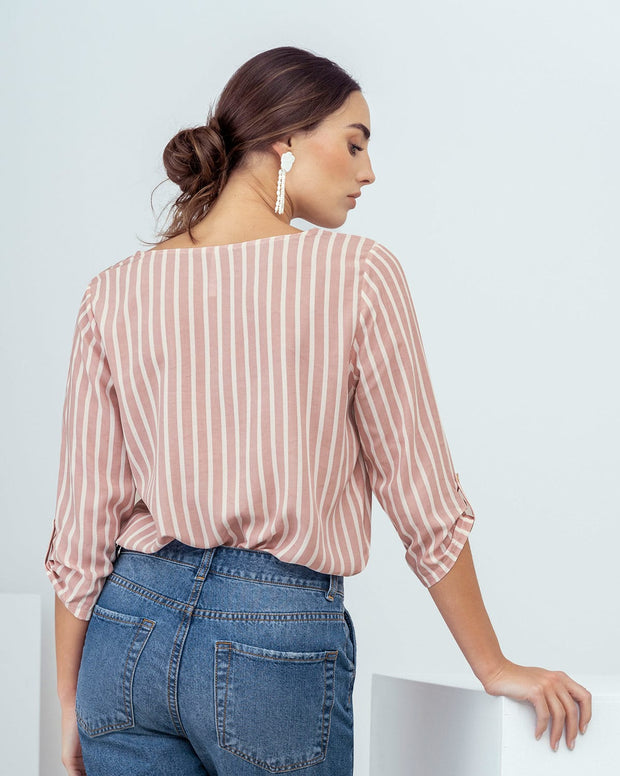 Blusa manga 3/4 con charretera no funcional