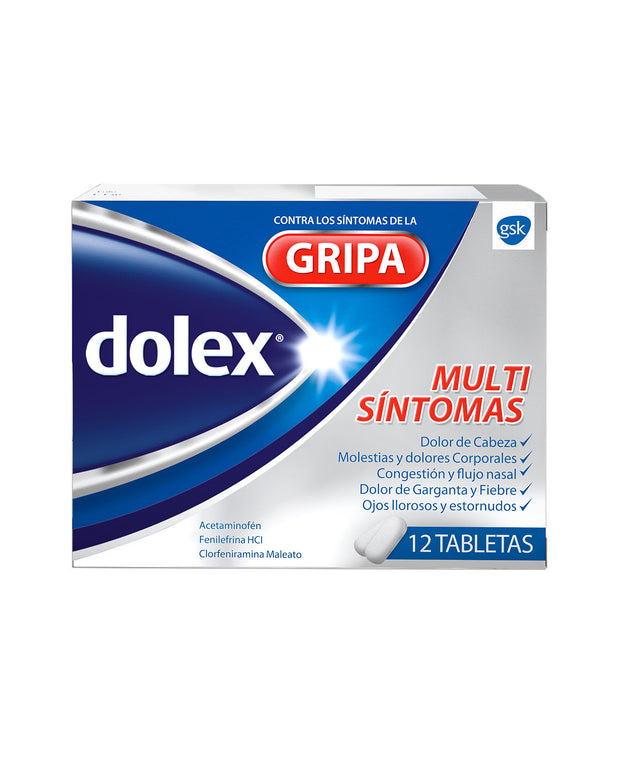 Dolex gripa alivia los multisíntomas de la gripa x 12 tab