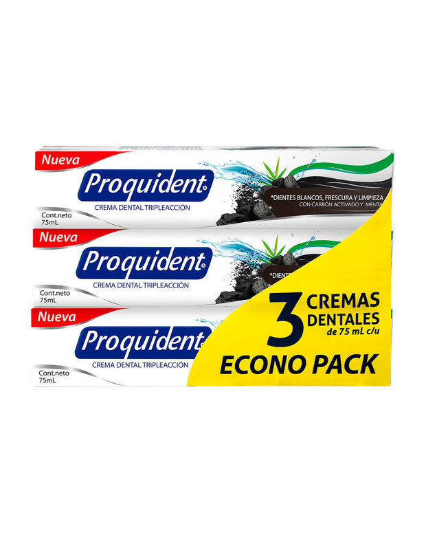 Crema dental tripack triple acción carbón