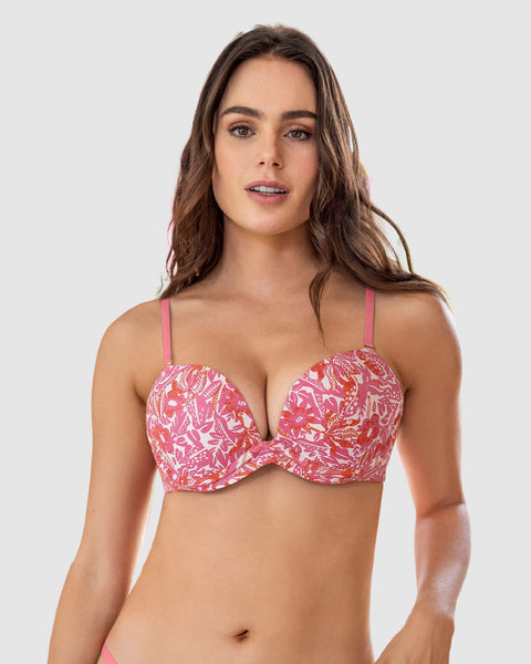 Brasier push up de doble realce con arco#color_a46-rosado-estampado-flores