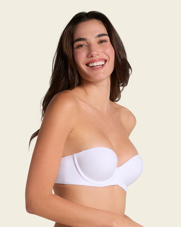 Brasier strapless de doble realce que aumenta dos tallas de copa