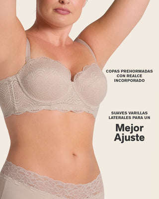 Brasier balconet de realce alto en encaje con máximo cubrimiento de espalda special fit#color_802-cafe-claro
