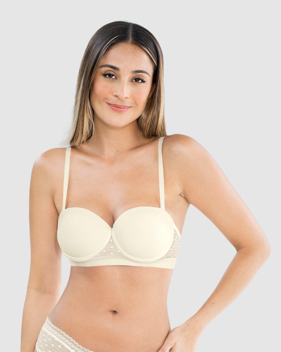Brasier balconet con realce alto y espalda en tul