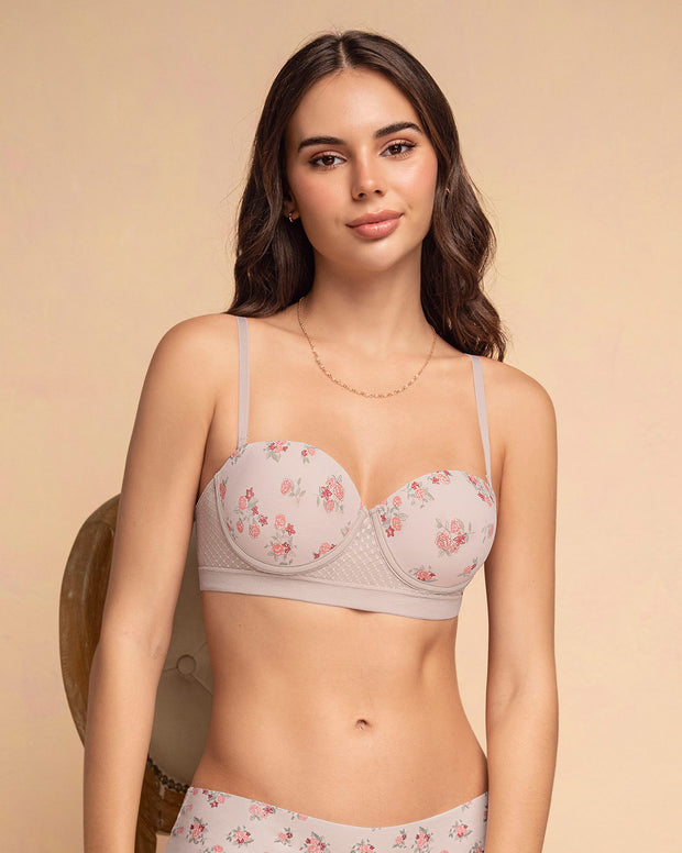 Brasier balconet con realce medio y espalda en tul