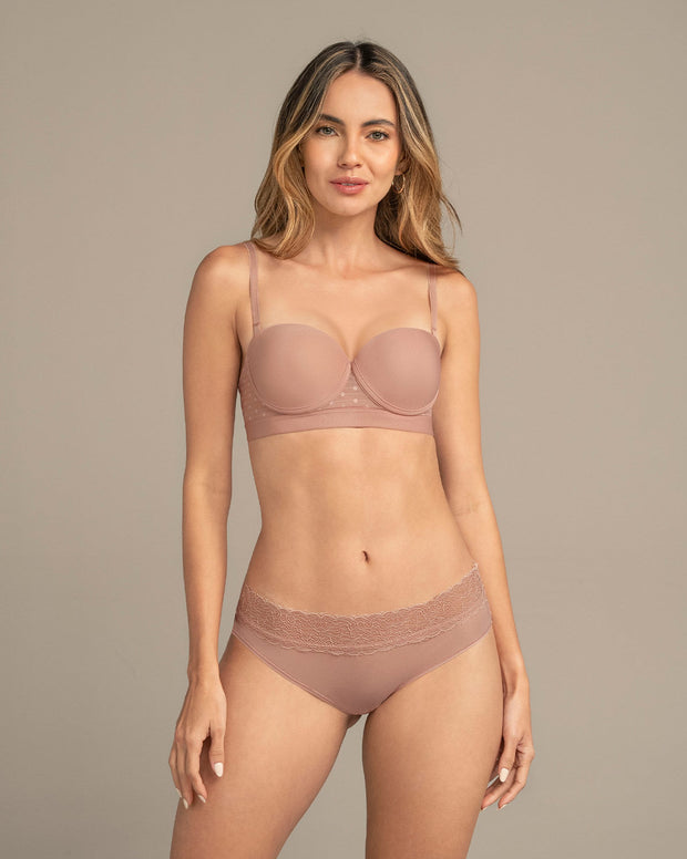 Brasier balconet con realce medio y espalda en tul