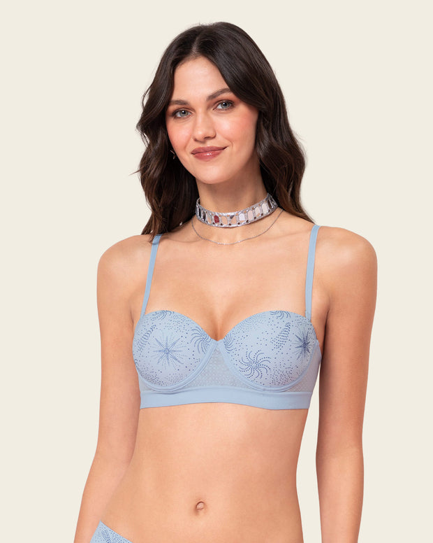 Brasier balconet con realce medio y espalda en tul