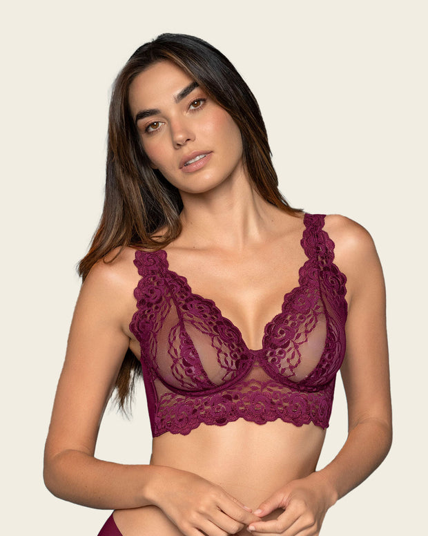 Brasier tipo bralette en encaje y transparencias
