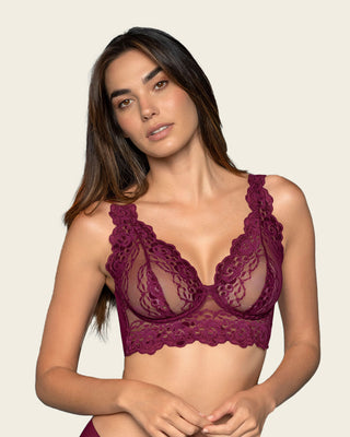 Brasier tipo bralette en encaje y transparencias#color_430-vino