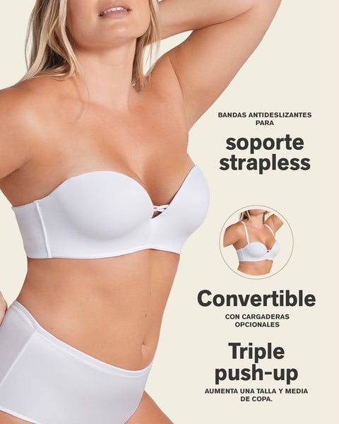 Brasier wow de triple realce ideal como strapless#color_000-blanco