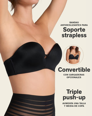 Brasier wow de triple realce ideal como strapless#color_700-negro
