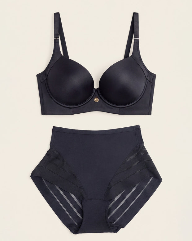 Cover Bra + Panty faja clásico con control en Negro
