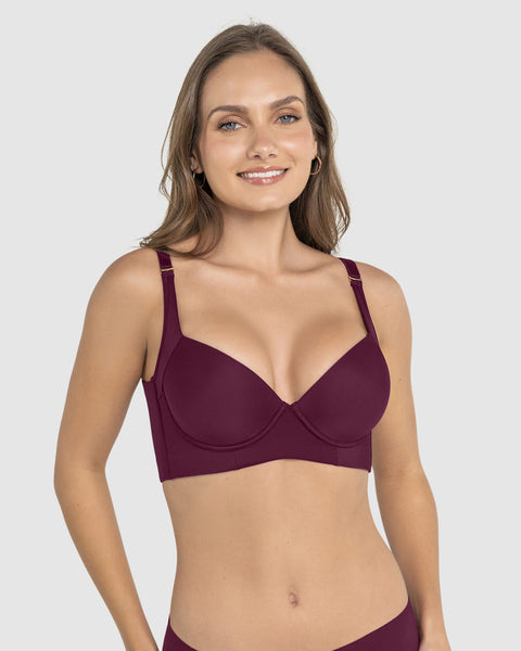 Brasier de realce suave y cubrimiento alto en sisa y espalda Cover Bra#color_430-vino