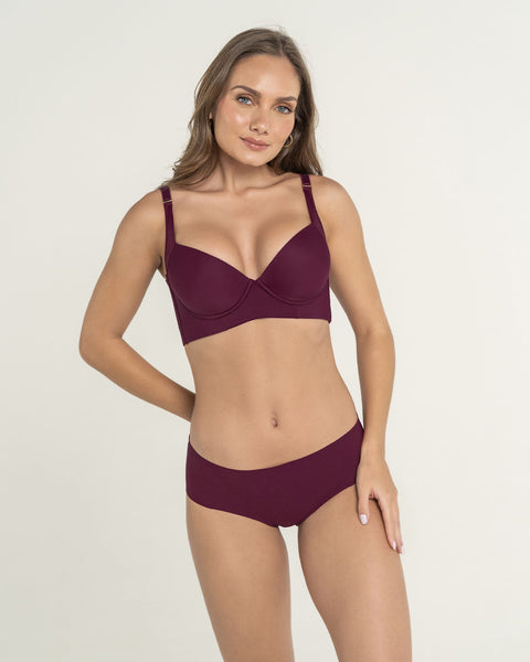 Brasier de realce suave y cubrimiento alto en sisa y espalda Cover Bra#color_430-vino