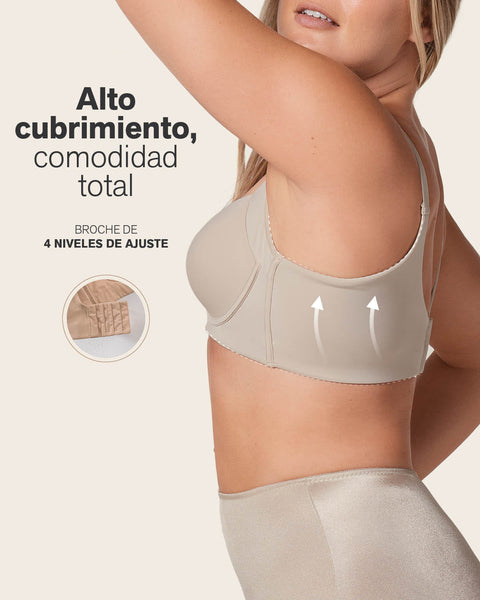 Brasier de realce suave y cubrimiento alto en sisa y espalda Cover Bra#color_c06-marfil-estampado-hojas
