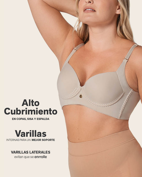 Brasier de realce suave y cubrimiento alto en sisa y espalda Cover Bra#color_c06-marfil-estampado-hojas