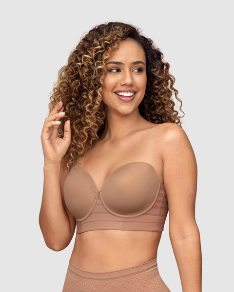 Paquete x2 brasieres tipo bustier support strapless#color_857-cafe