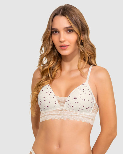 Bralette ultracómodo con delicados toques de encaje#color_b93-fondo-marfil-estampado