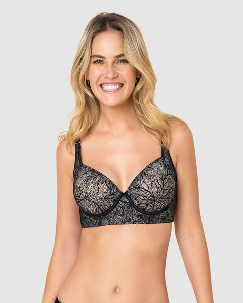 Brasier de realce suave y cubrimiento alto en sisa y espalda cover bra en encaje#color_700-negro