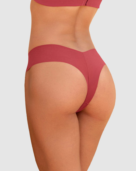 Panty brasilera invisible ultraplano sin elásticos y de pocas costuras#color_391-rojo-coral