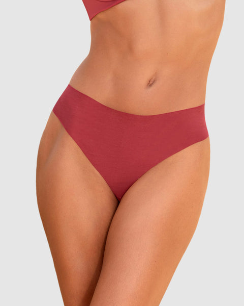 Panty brasilera invisible ultraplano sin elásticos y de pocas costuras#color_391-rojo-coral