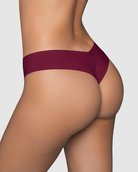 Panty brasilera invisible ultraplano sin elásticos y de pocas costuras#color_430-vino