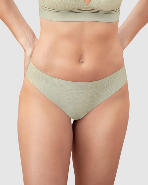 Panty brasilera invisible ultraplano sin elásticos y de pocas costuras#color_b50-verde-claro-estampado