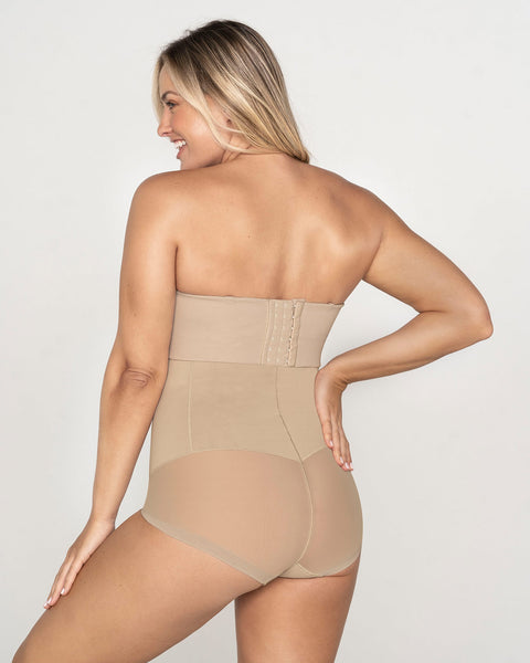 Panty faja de tiro alto y control de abdomen invisible en glúteos#color_802-cafe-claro