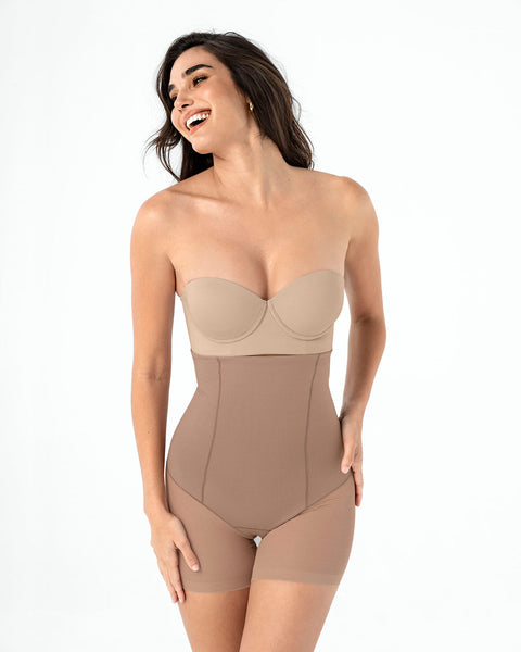 Panty faja strapless invisible con efecto de tanga brasilera#color_857-cafe