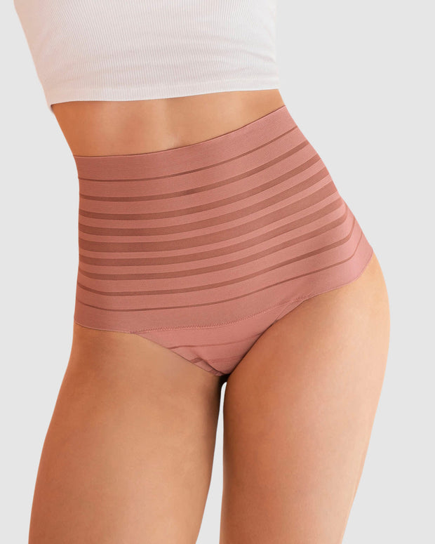 Panty alto de control suave con encaje en bandas#color_122-rosa-medio