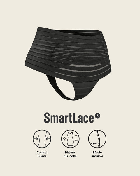 Panty alto de control suave con encaje en bandas#color_700-negro