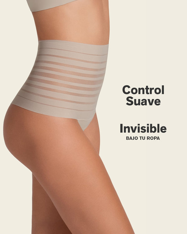Panty alto de control suave con encaje en bandas