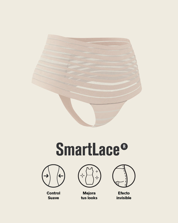Panty alto de control suave con encaje en bandas