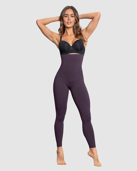 Legging de tiro alto de control en abdomen y piernas#color_430-vino-oscuro