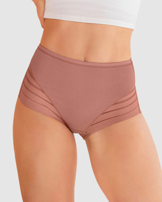 Panty faja clásico con control moderado de abdomen y bandas en tul#color_122-rosa-medio