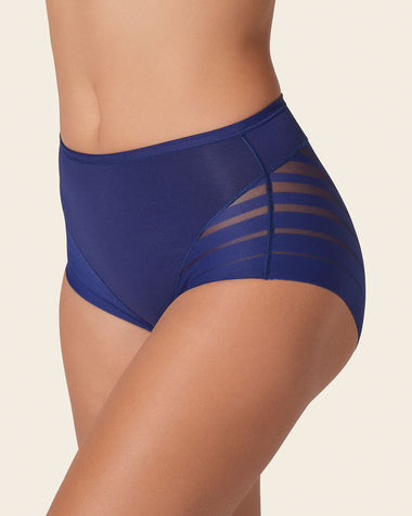 Panty faja clásico con control moderado de abdomen y bandas en tul#color_536-azul