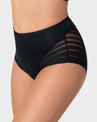 Panty faja clásico con control moderado de abdomen y bandas en tul#color_700-negro