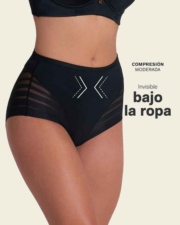 Panty faja clásico con control moderado de abdomen y bandas en tul