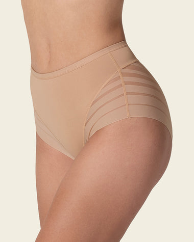 Panty faja clásico con control moderado de abdomen y bandas en tul#color_801-cafe-medio