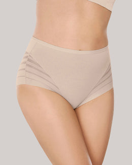 Panty faja clásico con control moderado de abdomen y bandas en tul#color_802-cafe-claro