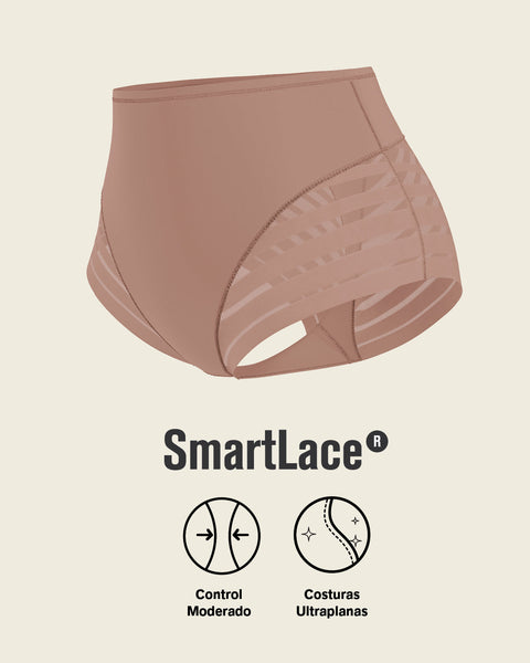 Panty faja clásico con control moderado de abdomen y bandas en tul#color_281-palo-de-rosa