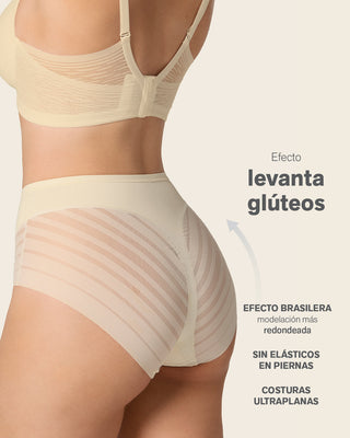 Panty faja clásico con control moderado de abdomen y bandas en tul#color_898-marfil