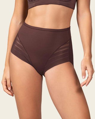 Panty faja clásico con control moderado de abdomen y bandas en tul#color_c56-cocoa