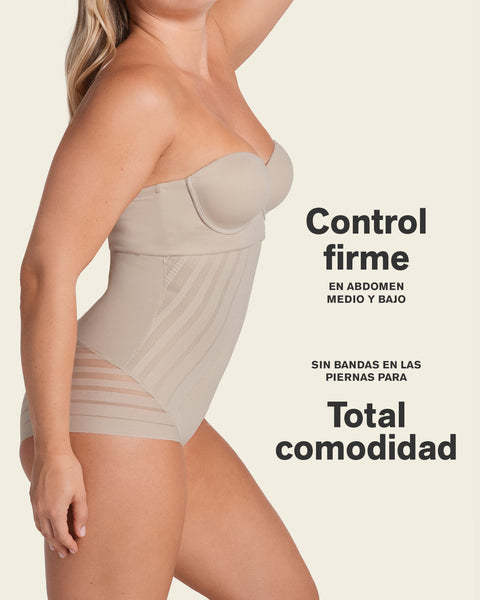 Panty faja busto libre de control de abdomen invisible en piernas#color_802-cafe-claro