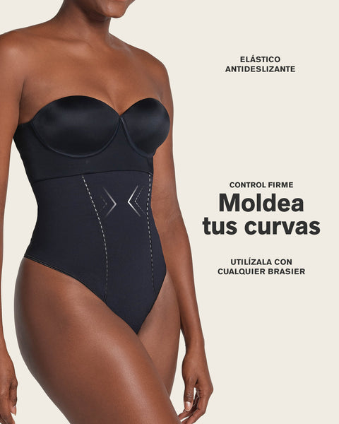 Panty faja de control estilo brasilera y efecto cintura reloj de arena#color_700-negro