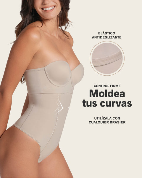 Panty faja de control estilo brasilera y efecto cintura reloj de arena#color_802-cafe-claro