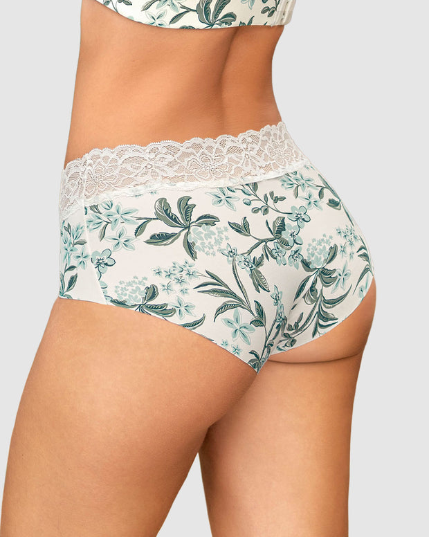 Panty hípster en tela ultraliviana con franja de encaje