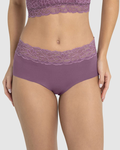 Panty hípster en tela ultraliviana con franja de encaje#color_402-morado-claro